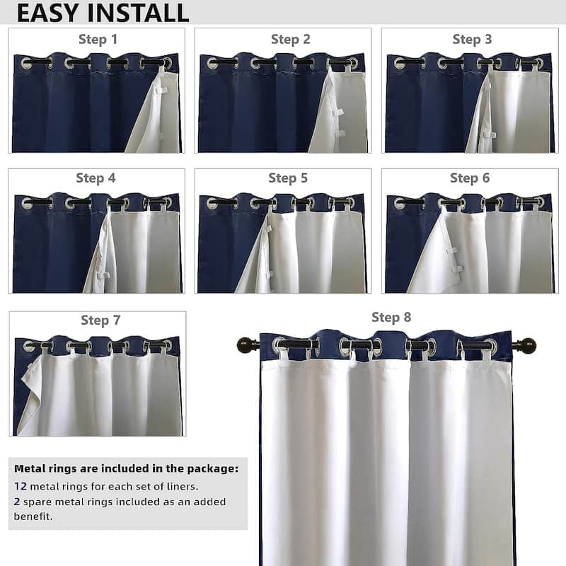 DriftAway Thermal Insulated 100% Blackout Curtain Liner for Grommet Curtains