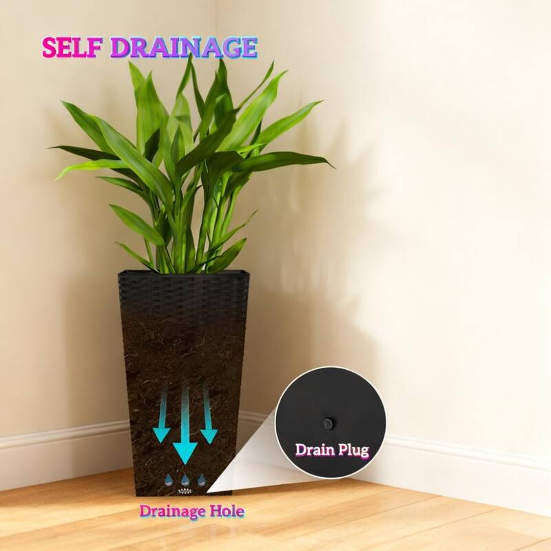 Rattan-Style Flower Pots - UV Resistant, Self-Drainage, Ready to Use