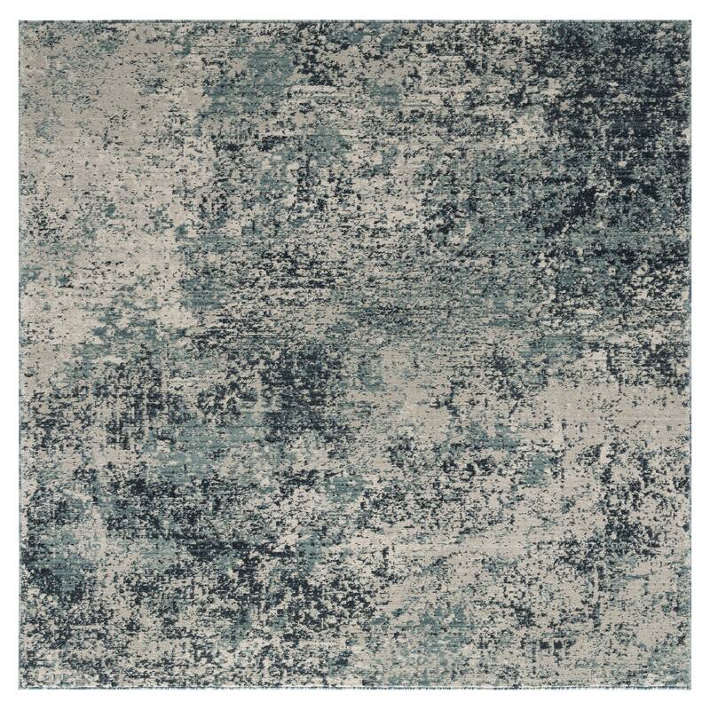 Porch & Den Hoffert Blue Tones Abstract Area Rug - 6' Square - Blue Tones
