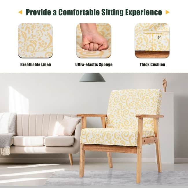 Modern Accent Armchair Fabric Lounge Chair with Rubber Wood Leg - 25" x 26.5" x 32"(L x W x H)