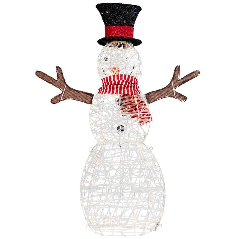 48" LED Snowman with Top Hat Red Scarf Outdoor Christmas Decoration - White