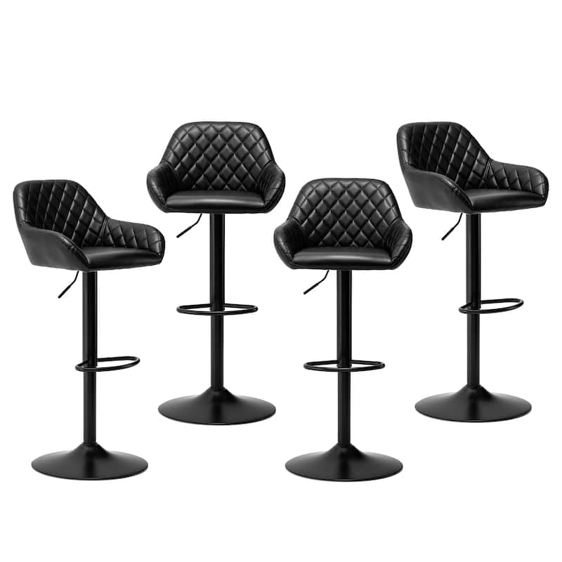 Glitzhome Mid-Century Height Adjustable Faux Leather Swivel Counter Bar Stools