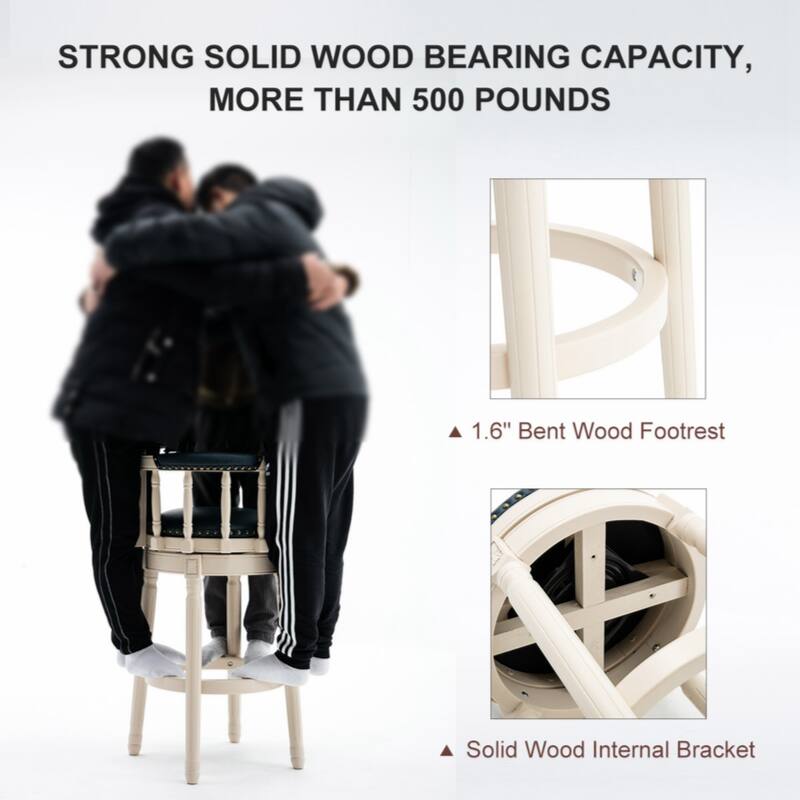 Bar Stools Seat Height 29.5'' Leather Wooden Bar Stools(1pc)