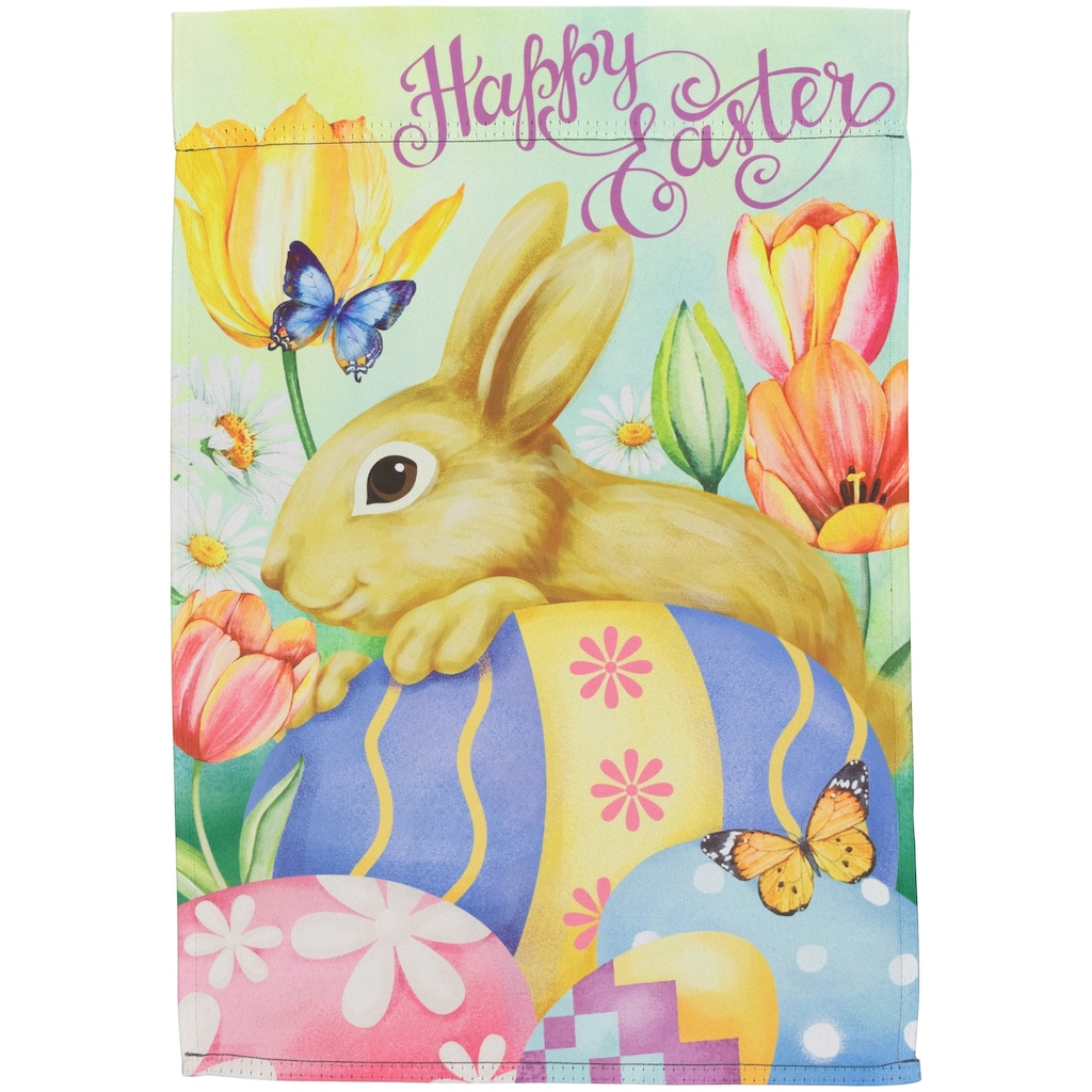 Bunny and Eggs "Happy Easter" Outdoor Garden Flag 18" x 12.5" - 18" x 12.5"