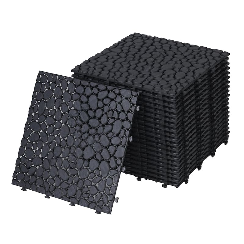 12 x 12 Inch Interlocking Deck Tiles Plastic Waterproof Outdoor All Weather Anti-slip Weight Capacity Upto 440 LBS, Pack of 12