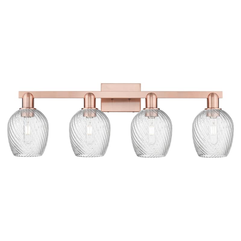 Innovations Lighting 716-4W-12-33 Salina Vanity Salina 4 Light 33" - Antique Copper / Clear Spiral Fluted