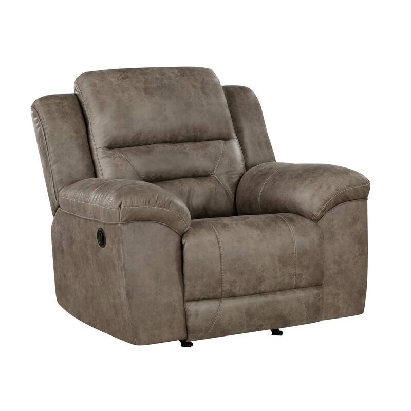 Alonzo Polished Microfiber Rocker Manual Reclining Chair - Brown