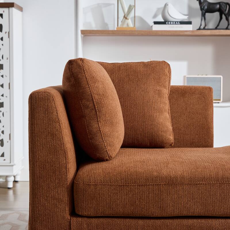 77.95"Wide Modern Double-Sided Upholstered Chaise Lounge Indoor,Chenille Fabric Sleeper Sofa Couch With 4 Throw Pillows