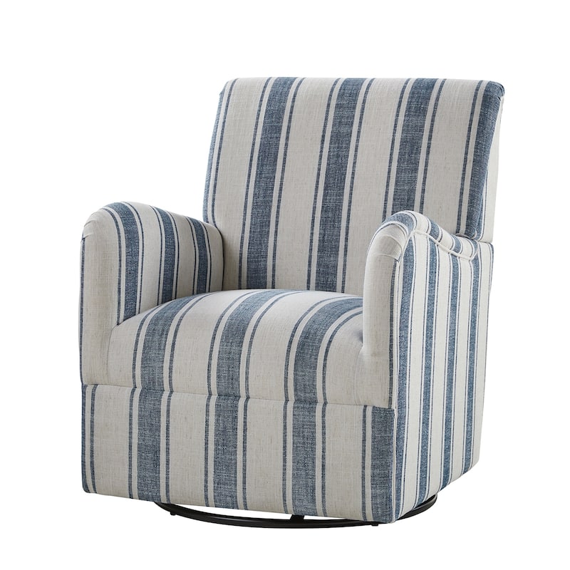 Pancy Traditional Swivel Armchair with Jacobean Strip Pattern by HOLALA HOME