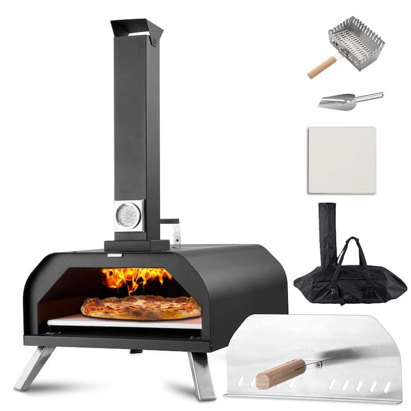 Outdoor 13" Stainless Steel Wood Fired Pizza Oven - Stainless Steel