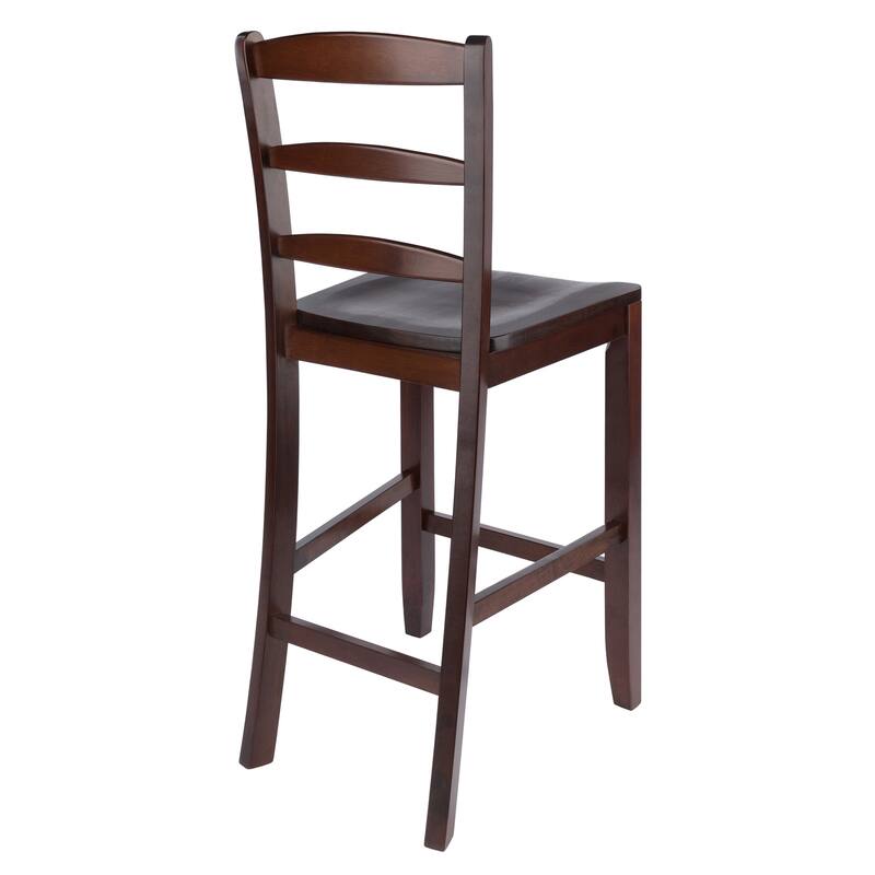 2-Pc Ladder-back Counter Stool Set, Walnut - 16.44 x 19.67 x 39.44 inches