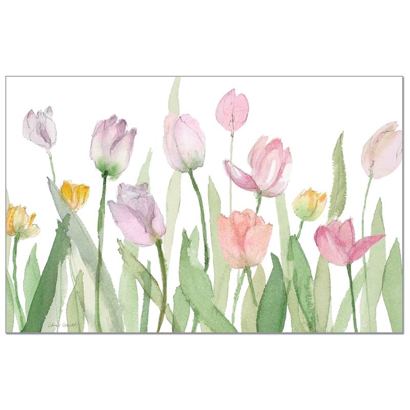 Soft Tulips 24 Sheet Reusable Premium Paper Stock Placemats in Resealable Storage Bag Made in The USA 17" x 11" - More than 12 - Multi