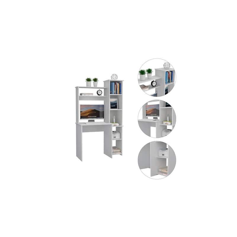 Yerevan Computer Desk - White Workstation with Storage Cabinet