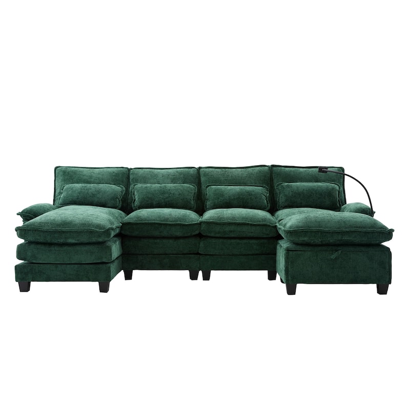 GDFStudio - Lara 106" U Shape Sectional Sofa Cloud Couch for Living Room