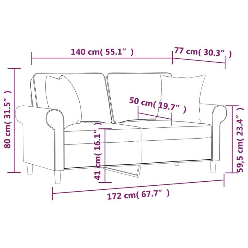vidaXL Sectional Sofa Couch with Pillows and Cushions for Living Room Fabric