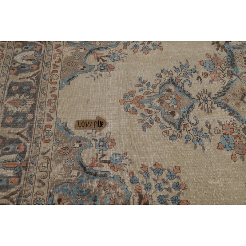 Floral Beige Tabriz Persian Area Rug Handmade Wool Carpet - 8'1"x 10'7"