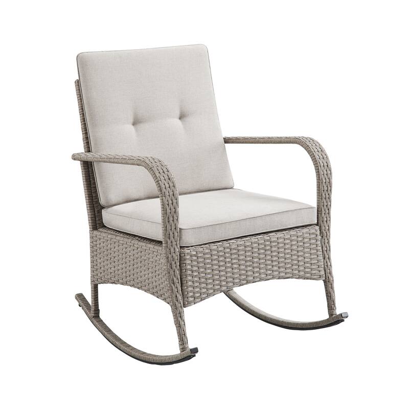 Corvus Hawaii 3-Piece Outdoor Wicker Rocking Chair Set with Side Table