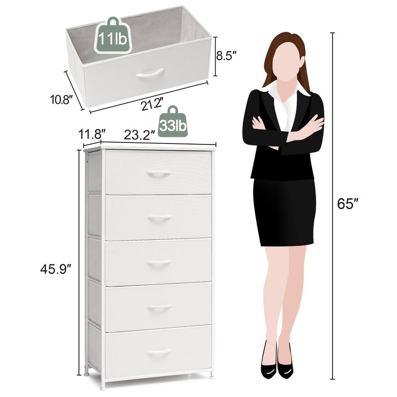 5 Drawers Vertical Dresser Storage Tower Organizer Unit for Bedroom
