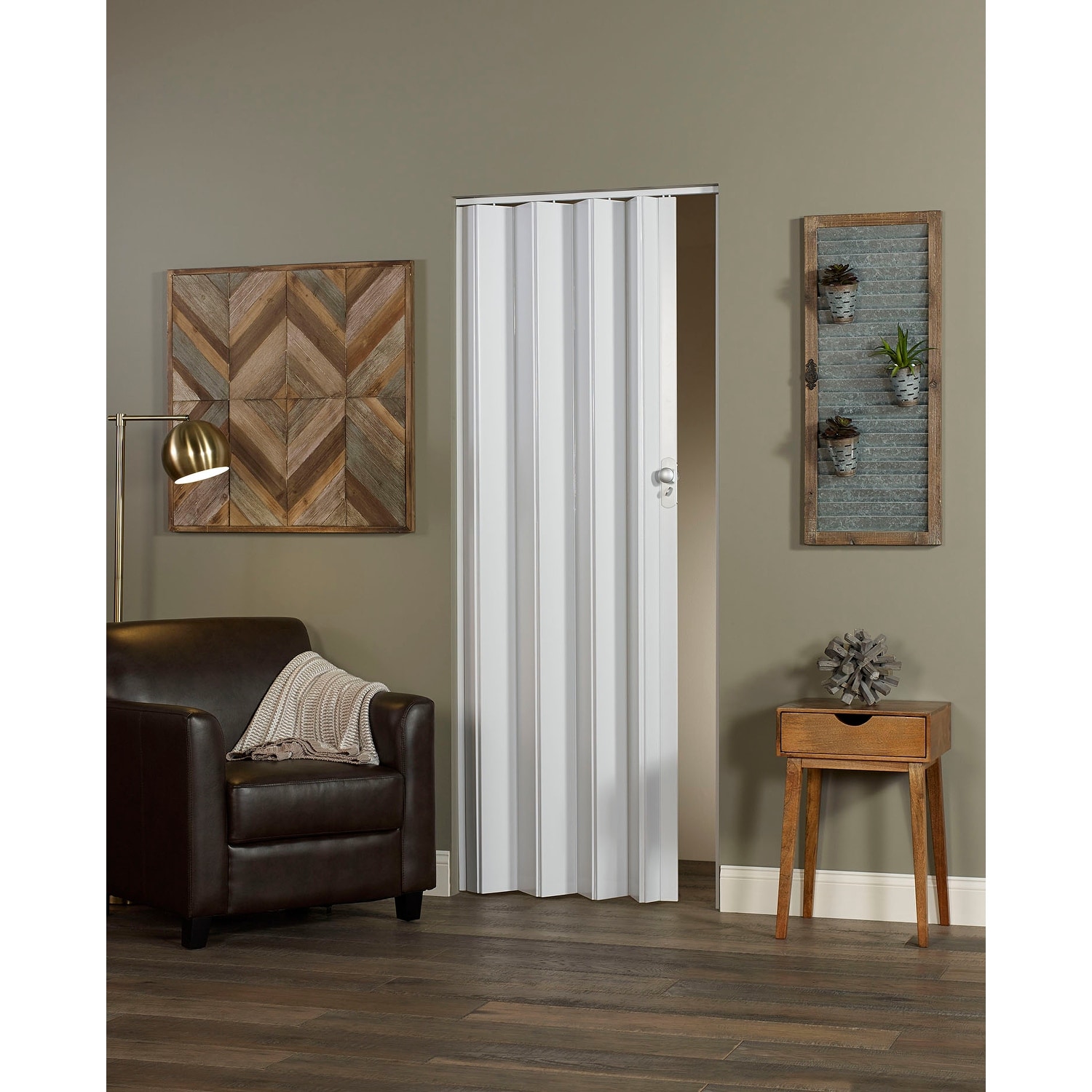 Homestyle Marquis White PVC Folding Closet Door Accordion Door 36 x 80