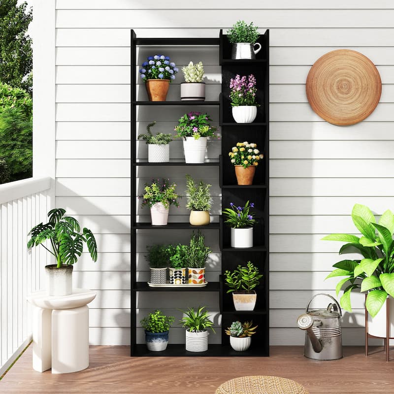 Engineered Wood 11-Shelf Bookcase with Anti-Tip Kits and Floor Pads - 27" L x 9" W x 64" H