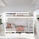 preview thumbnail 2 of 7, Twin over Twin Size Bunk Bed with Ladders, Solid Wood Kids Storage Bed Frame with 2-Storage Drawers for Bedroom, White