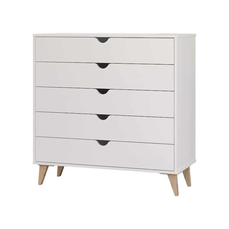 HomeRoots 36" White Five Drawer Dresser