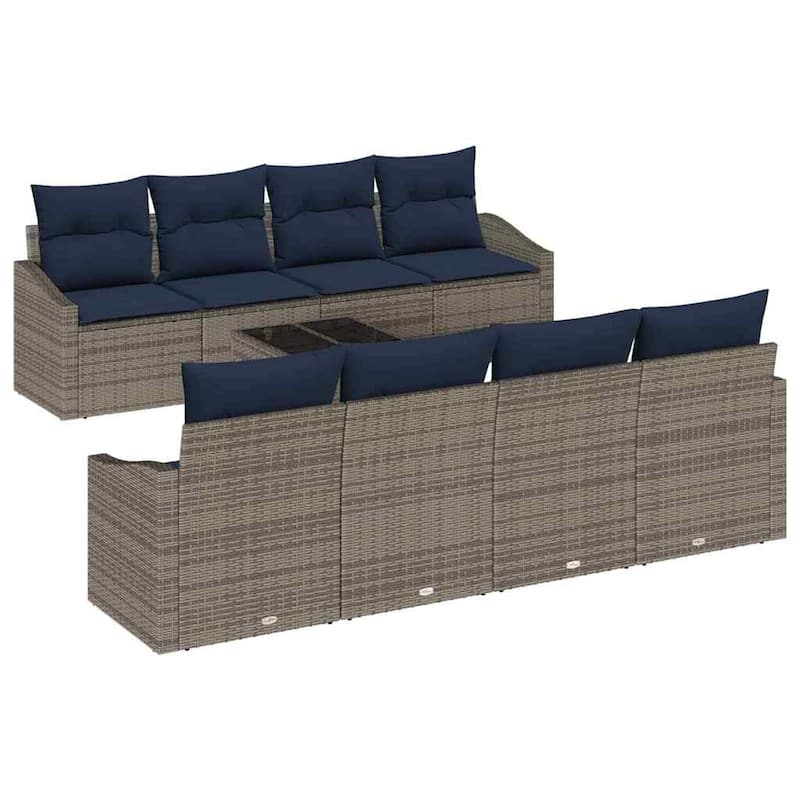 vidaXL 9 Piece Garden Sofa Set with Cushions - 91.7×24.4×27.2