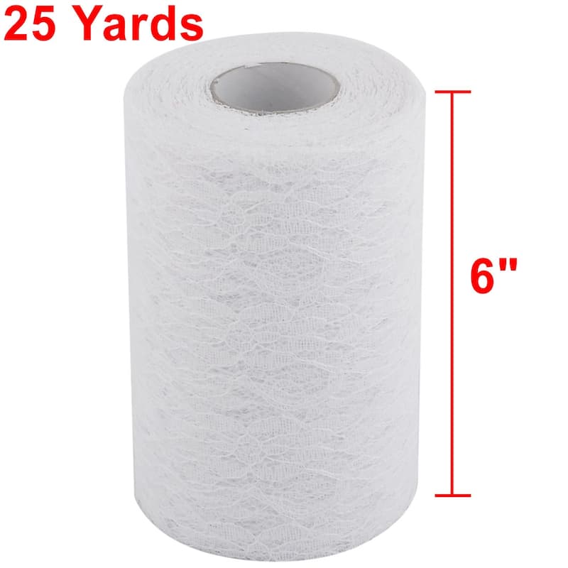 Wedding Party Lace Banquet Hall DIY Decor Tulle Spool Roll 6" x 25 YD - White
