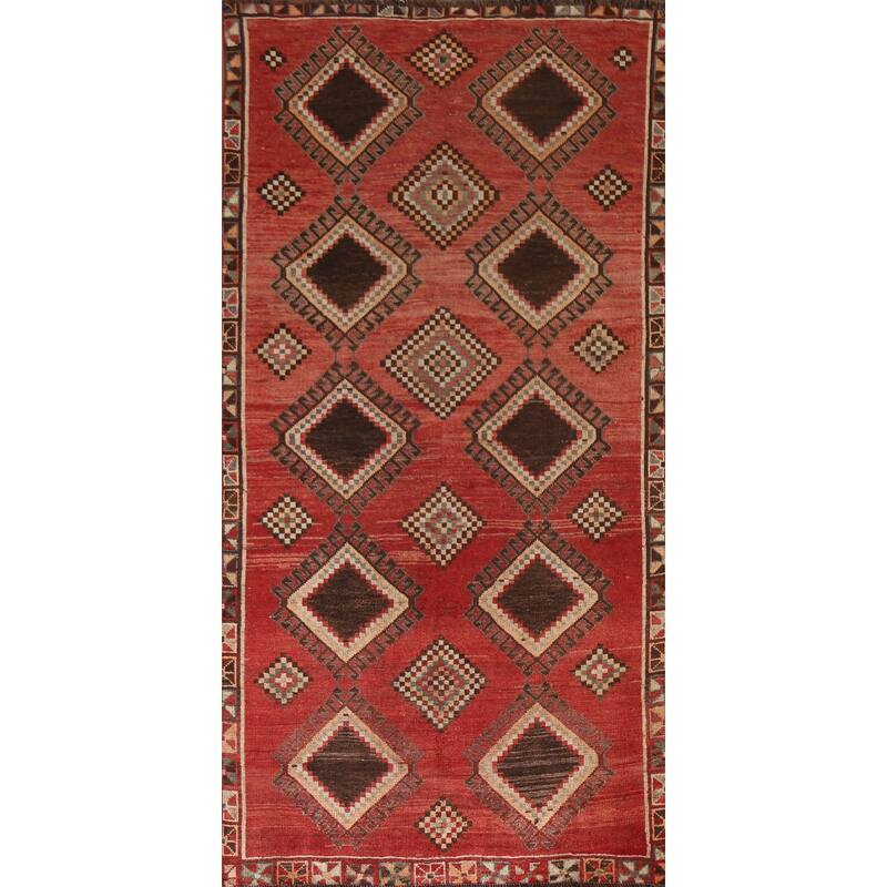 Hand Knotted Oriental 100% Wool Carpet Traditional Tribal Red Lori Runner Rug - 8' 10'' X 4' 5''