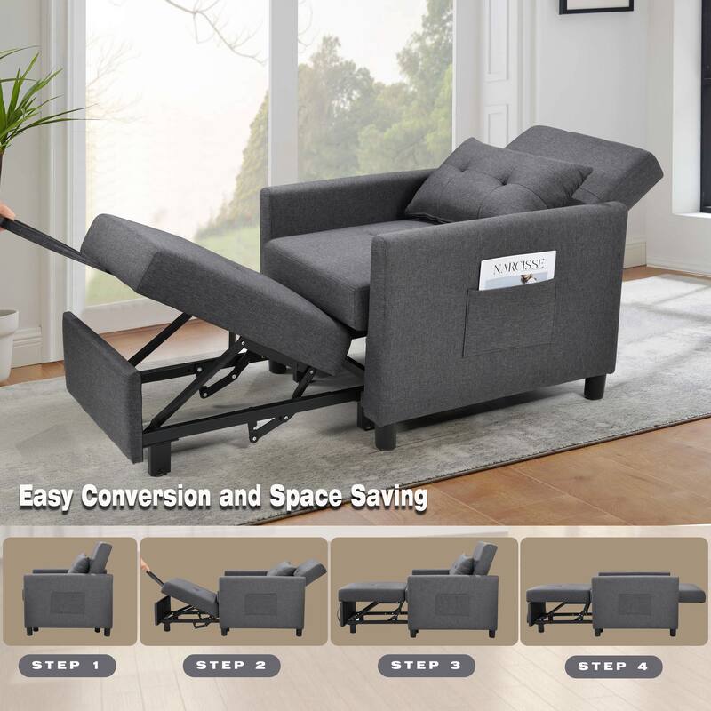 Single Sofa Bed with Pullout Sleeper with 1pc Lumbar pillow