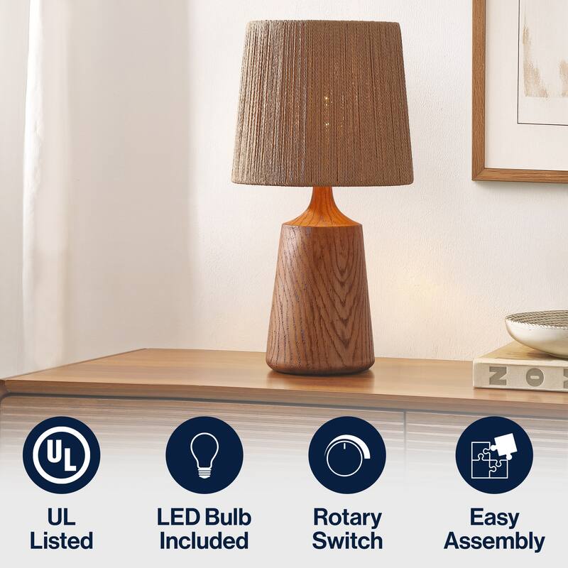 Highland 22.25" Resin/Metal LED Table Lamp with Paper Rope Shade, By JONATHAN Y