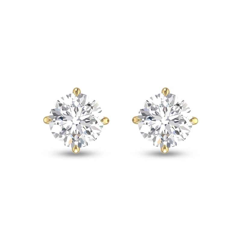 Marquee Lab Grown 1/2 Carat Round Solitaire Diamond Earrings in 14K Yellow Gold