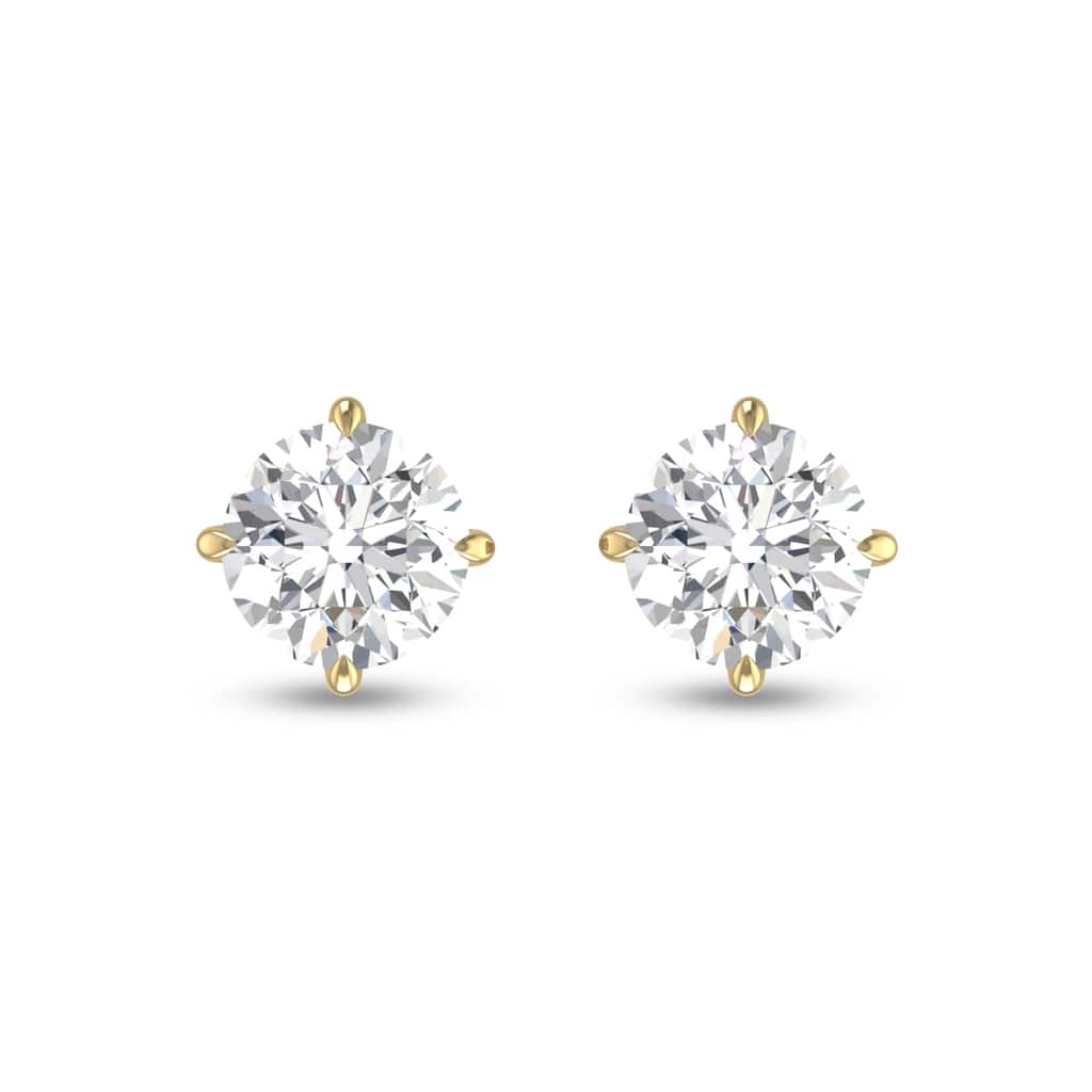 Marquee Lab Grown 1/2 Carat Round Solitaire Diamond Earrings in 14K Yellow Gold