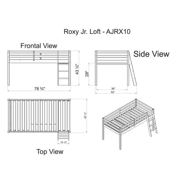 Roxy Solid Wood Twin Junior Loft Bed