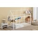 preview thumbnail 18 of 16, White Metal Twin Size Floor Bed with Desk w/USB Ports, Kids Bed with Storage Shelf