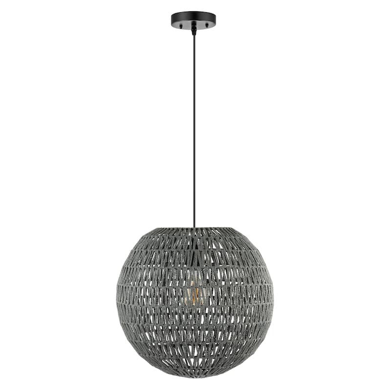 Campana 1-Light Bohemian Modern Woven Rattan/Iron LED Pendant, by JONATHAN Y