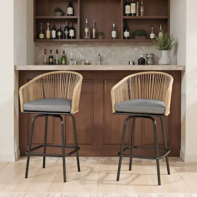 Outdoor Bar Stools Set of 2, 2-Piece Patio Bar Stools with Armrests - N/A