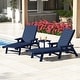 preview thumbnail 27 of 96, Laguna Hdpe All Weather Outdoor Patio Pool Reclining Chaise Lounges With Square Side Table (3-Piece Set) Navy Blue