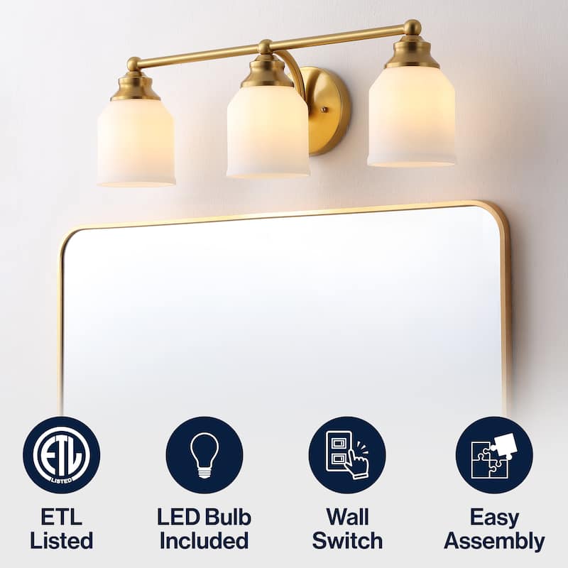 JONATHAN Y Jayne Iron/Frosted Glass LED Vanity Light