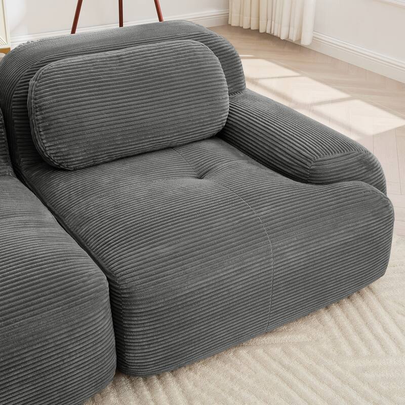 Rossetta 4-Seat Modern Simplified Anti-Slip Style Premium Corduroy Fabric Modular Sofa with Curved Armrests