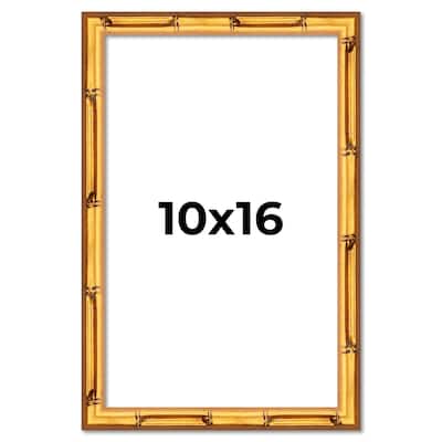 10x16 Frame Gold Bamboo Solid Wood Picture Frame | 1 Inch Moulding