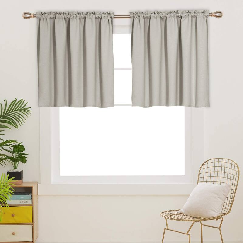 Rod Pocket Solid Window Valance for Kitchen (2 Panels)