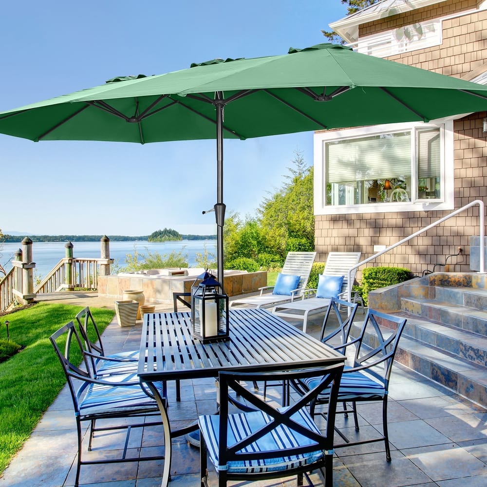 Ainfox 15Ft Patio Umbrella with Crank With Base