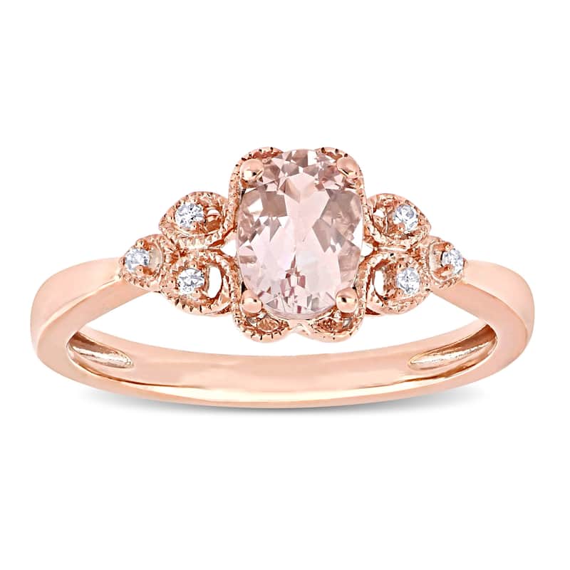 Miadora 10k Rose Gold Oval-Cut Morganite and Diamond Accent Vintage Ring