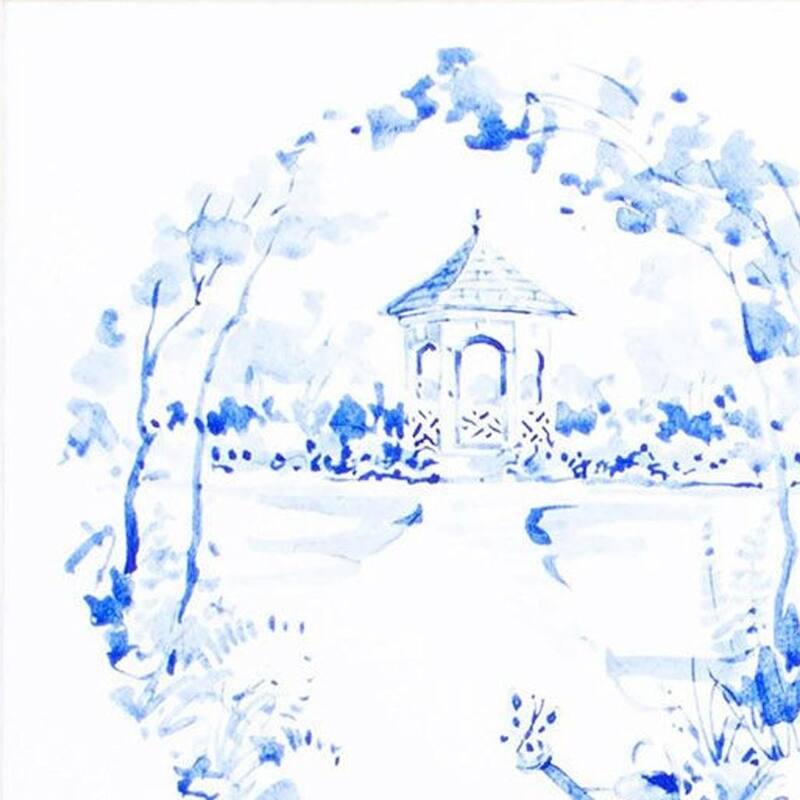 HomeRoots Set Of Two Blue Garden Impress A Gold Framed Wall Art