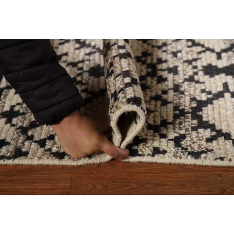 Geometric Moroccan Indian Rug Hand-Knotted Foyer Wool Carpet - 2'0"x 3'0"