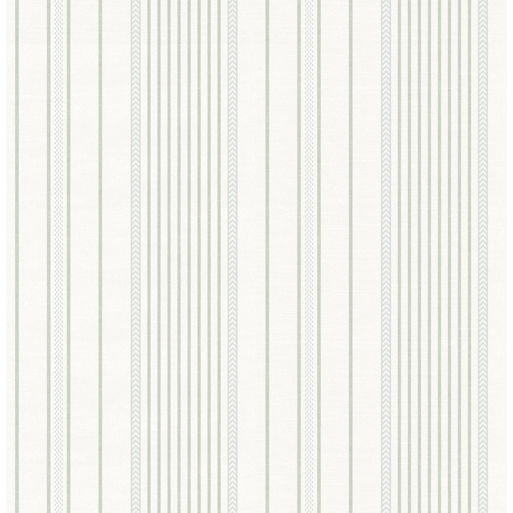 A-Street Prints Navarres Stripe Light Green Faux Linen Wallpaper