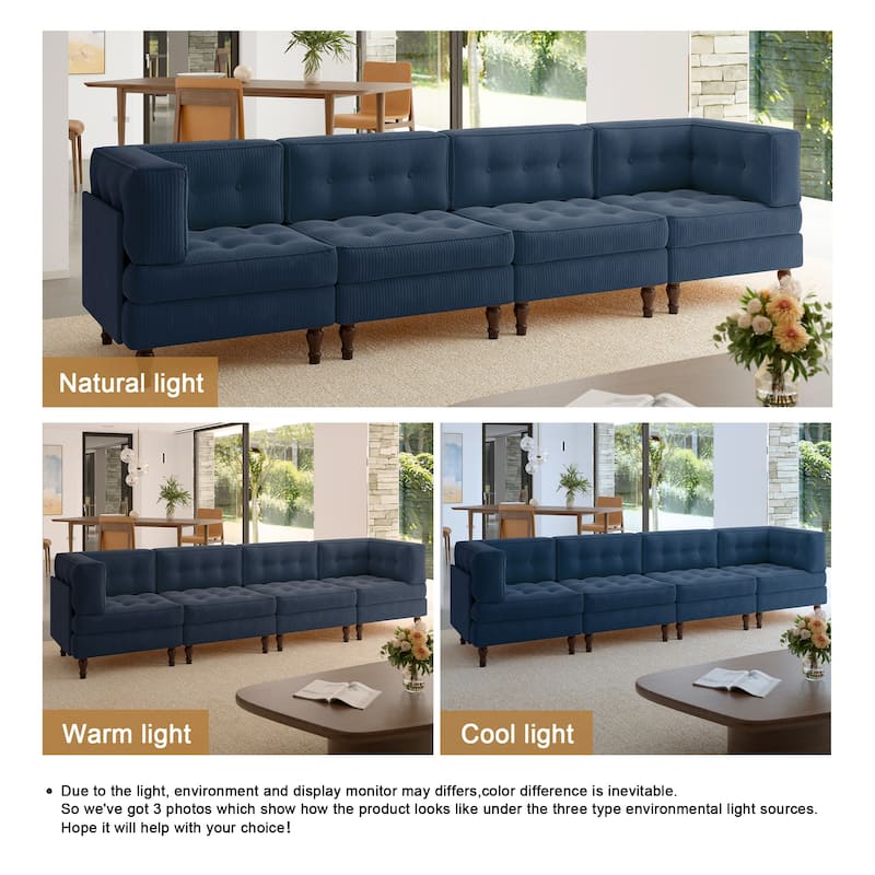 Oversized Modular Sectional Corduroy Fabric Tufted Sofa