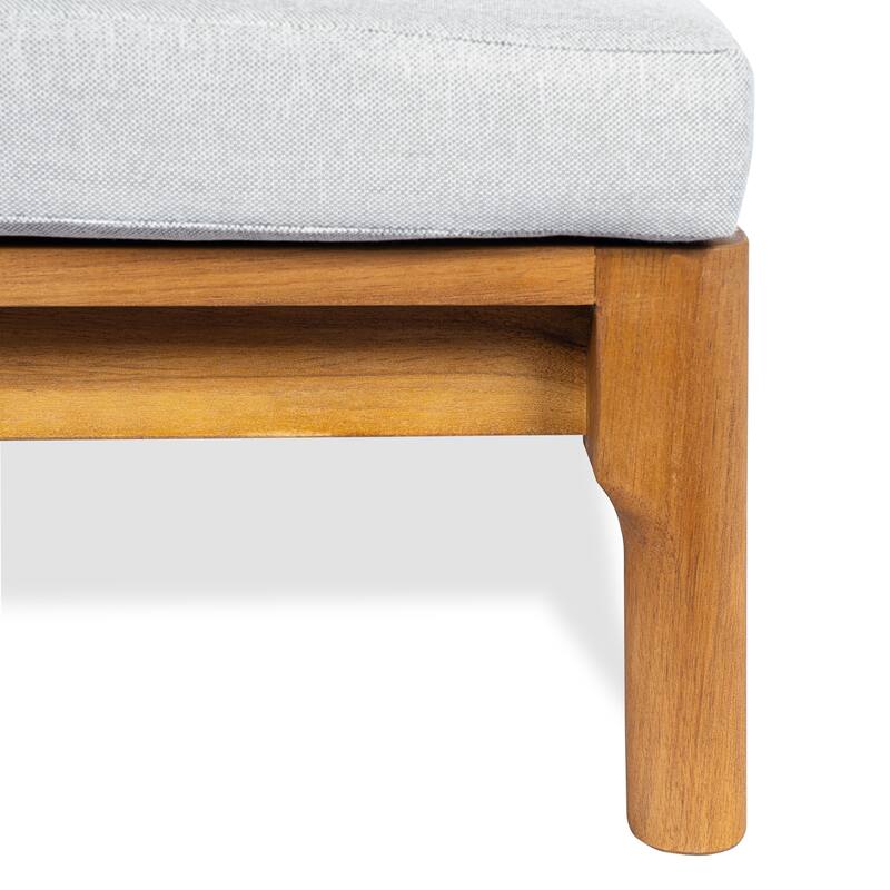 Christopher Knight Home - Solid Acacia Wood Outdoor Chaise Lounge with 4-Position Adjustable Backrest & Woven Rattan Accents