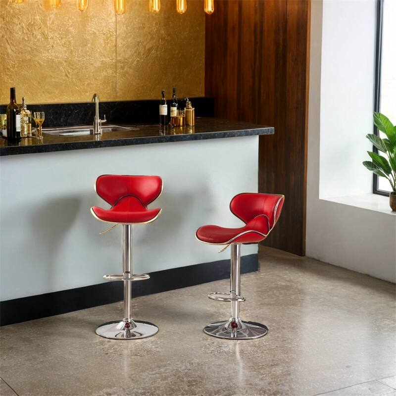 Upholstery Airlift Adjustable Swivel Barstool w/Chrome Base,Set of 2